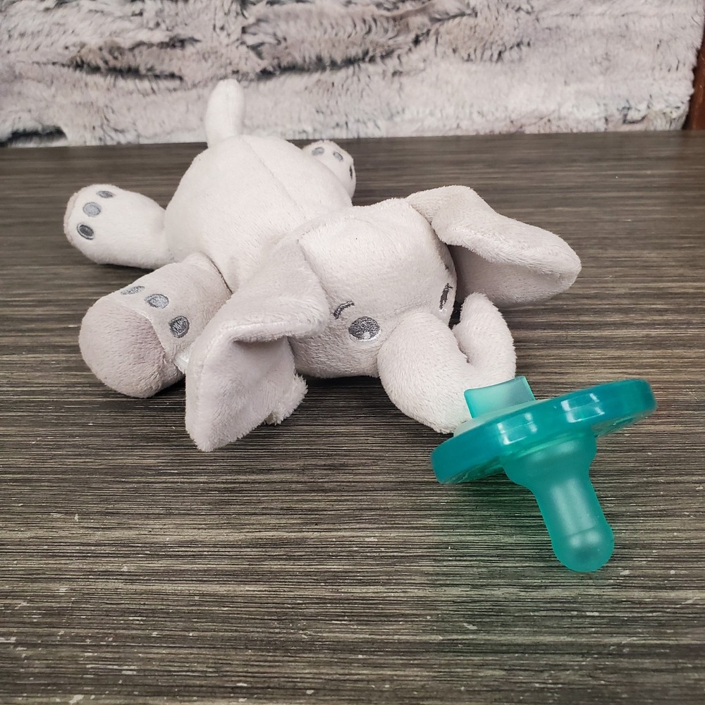 Philips Avent Gray Elephant Pacifier Holder Soothie Lovey 7" Plush With‎ Paci